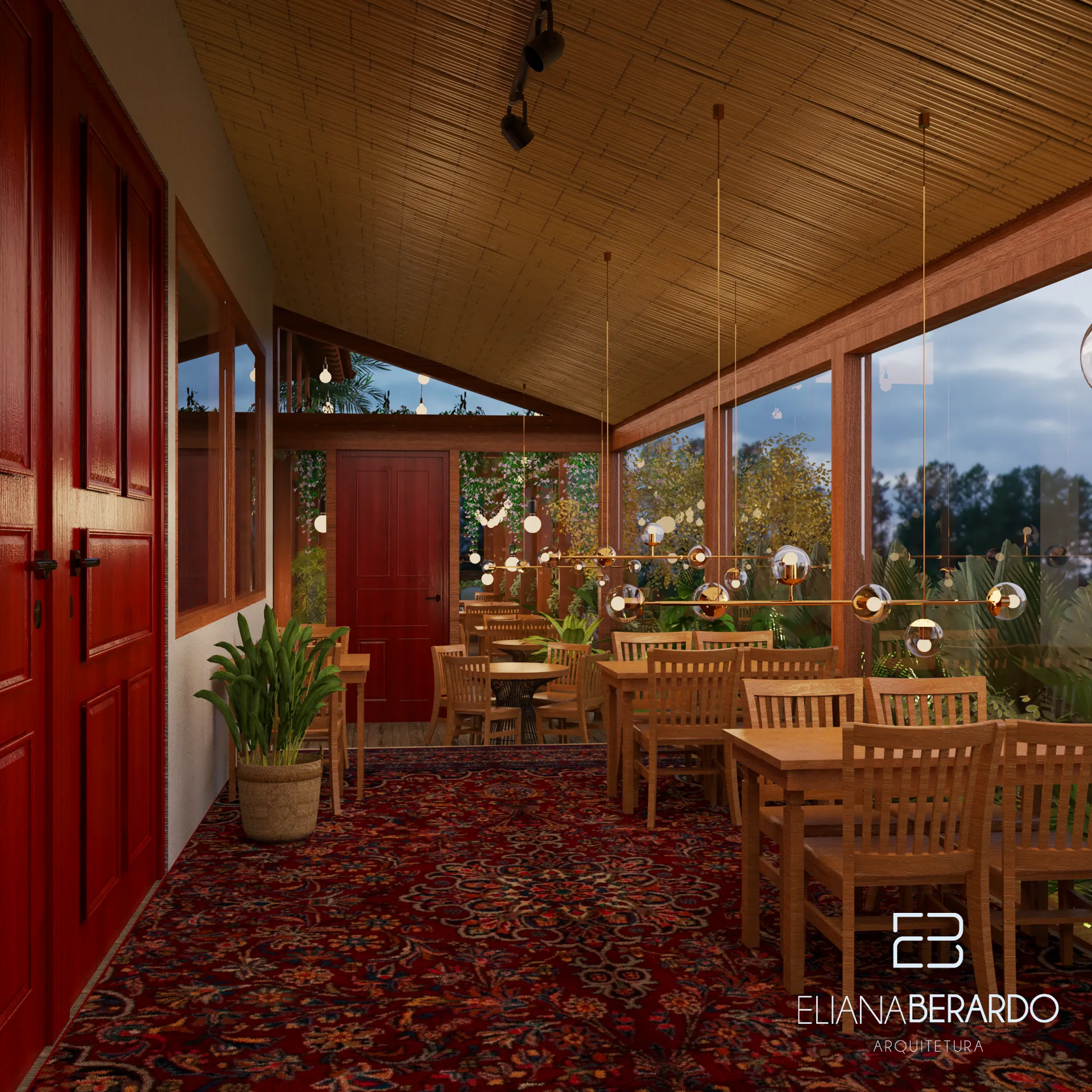 Restaurante conceito com identidade autoral, texturas marcantes e iluminação acolhedora